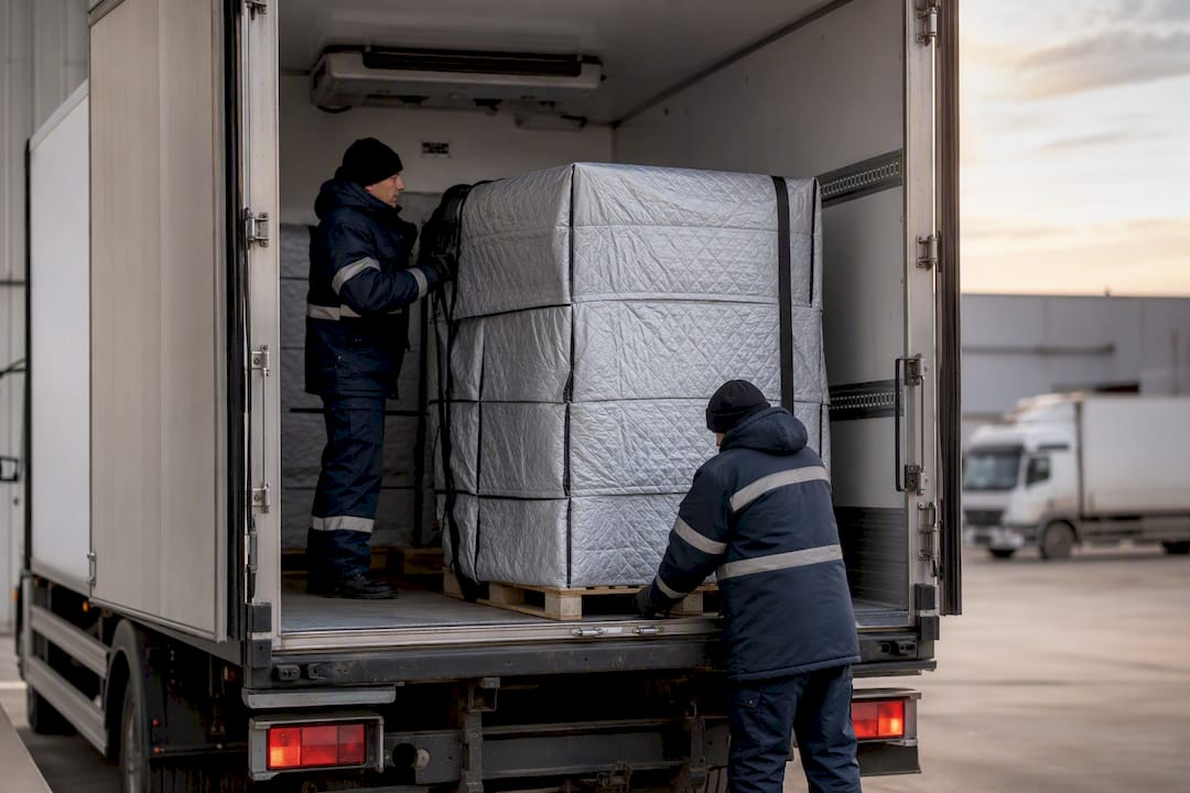 Chargement de palettes réfrigérées dans un camion